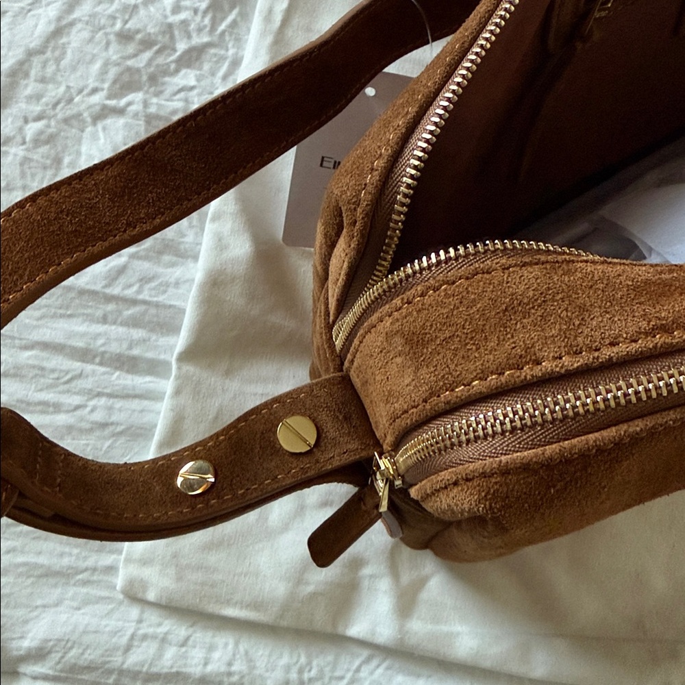 Elleme Trousse Cognac Suede Shoulder Bag - Picture 5 of 10